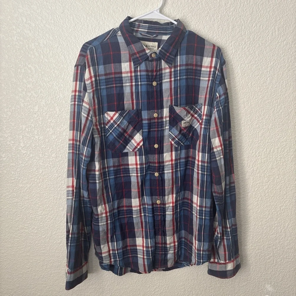 Denim & Supply Ralph Lauren Men's Plaid Flannel‎ Size large 100% cotton